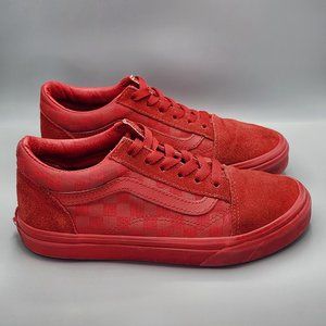 Red on Red Suede and Canvas Vans Low-Top Sneakers US Kids Size 3